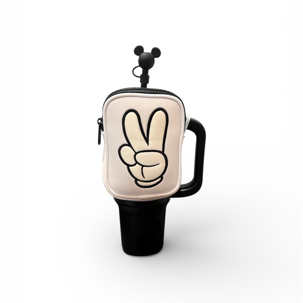 Disney Parks Mickey Mouse Black Tumbler with Straw and Pouch Limited Edition